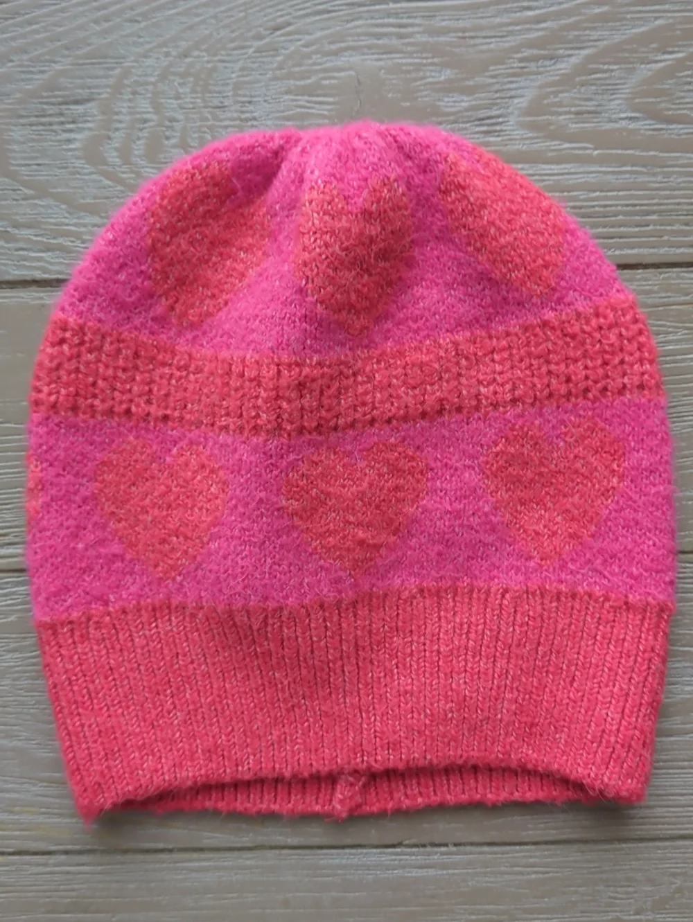 NWOT Kids Pink Heart Knit Beanie